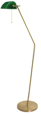 Licht-Erlebnisse Stehlampe Wohnzimmer 146 cm klein verstellbar E27 Messing massiv Glas in Bronze hell Grün Stehleuchte innen XXL Bankerleuchte
