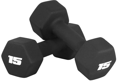 CAP Barbell 15 LB Neoprene Dumbbell Hand Weights - Pair | Black