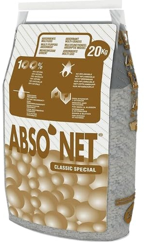 Absorbant Industriel ABSO'NET Classic – Sépiolite – Tous Liquides : Huiles, Hydrocarbures, Eau, Solvants, Encres, Chlore (1 sac)