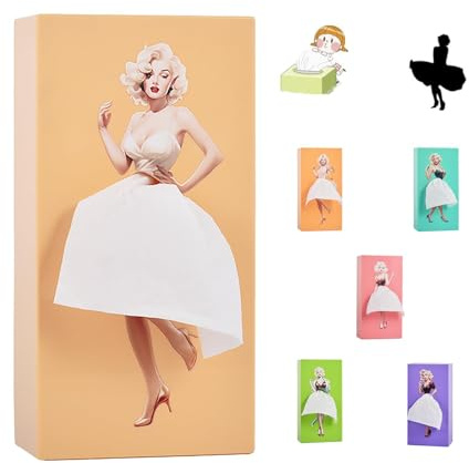 SENIURIS Schöne Mädchen lange Rock Tissue-Box, kreative Cartoon Tissue Abdeckung Fall Papierspender für Zuhause, Büro und Auto. (gelb)