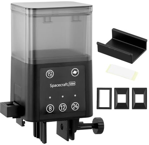 QWORK® Automatischer Fischfutterautomat - 320 ml Fassungsvermögen, 3 Fütterungsmodi (8H, 12H, 24H), Feuchtigkeitsgeschütztes Design - für Aquarium und Teich