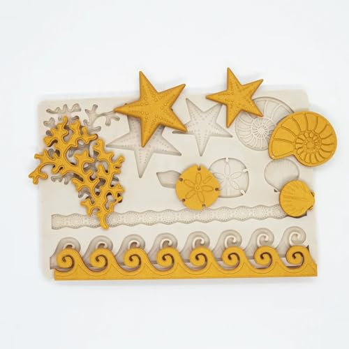 Epoxidharz-Formen, 18,3 x 11,5 x 0,5 cm, Seesterne, Muschelform, Silikonform, Fondantform, Kuchendekoration, Werkzeuge, Schokoladenformen
