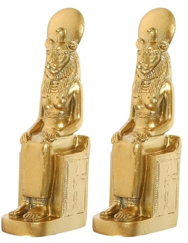 IWOWHERO 2 Estatuas De La Esfinge Egipcia Antigua Figura Decorativa De Egipto Estatuilla De Decoración del Hogar Y Oficina Miniaturas De Esfinge para Escritorio 3.93X1.49X0.86In