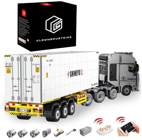 KYLON Technik LKW Mit Container, 4281+ Teile Mit Anhänger und Motor, Truck Bausatz Kompatibel Mit Iego