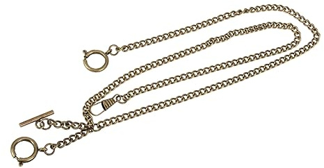 AOKWAWALIY Cadena De Reloj De Bolsillo De Bronce Retro Longitud Total 44 Cm Metal Clip Unisex para Sujetar Relojes y Llaveros Diseño Elegante
