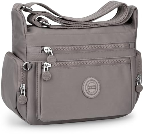 KTUEOV Umhängetasche Damen, Viele Fächer Wasserdicht Nylon Handtasche Damen Mittelgroß Leichte Schultertasche & Casual Crossbody Bag Damen mit Breitem Gurt Gross Messenger Bag für Einkaufen, Arbeit