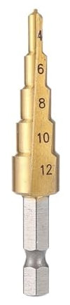 1pc 4-32mm Titanium Coated Metal Hex Core Drill Bits High Speed Steel Step Drill Bit Set Cone Hole Wood Cutter Taper Metric(4-12 Hexagon Shank)