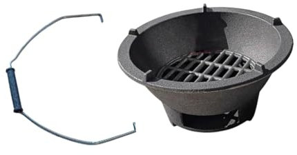 Fornace Portatile in Ghisa per Barbecue da Tavolo per Giardino E Campeggio, 25 Cm