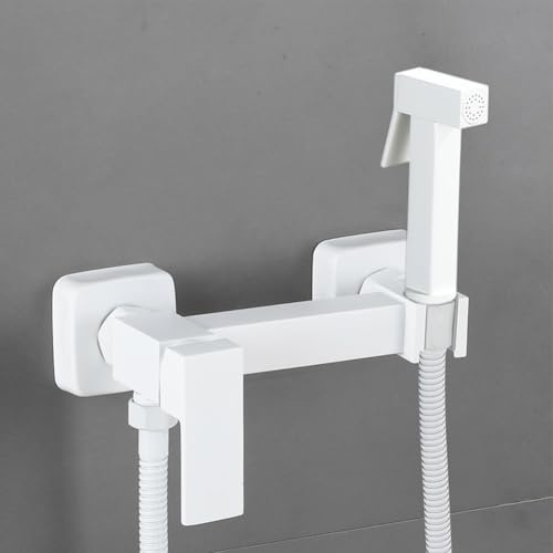 Toilet Bidet Douche Spray, Handheld Bidet Sprayer Kit, Hanging Shower Head Hose Angle Valve, for Bathroom Toilet(White)