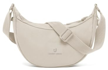 Johnny Urban Crossbody Bag Damen & Herren Beige - Ally Small - Moon Bag Design - Kleine Umhängetasche im Halbmond Stil - Halbrunde Tasche mit verstellbarem Gurt - Wasserabweisend