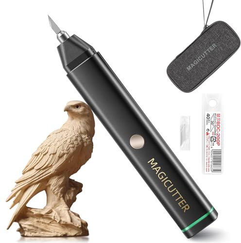 Bonvoisin Ultrasonic Cutter Knife Handheld 30W 40KHz with 40 Replacement Blades, Charger, Carrying Case for Plastic, Acrylic, Carbon Fiber Sheets, Thin Wood, Thin Circuit Boards, 3D Printed Models