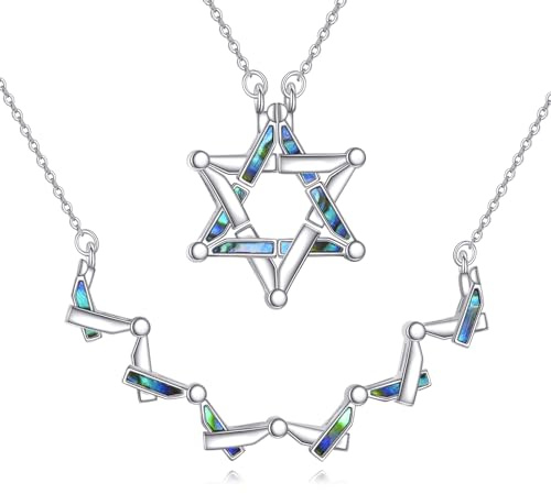 YFN Sterling Silver Star of David Necklace for Women Foldable 925 Silver Jewish Hexagram Pendant with 18”+2” Chain Hanukkah Jewelry Gift for Christmas, Valentine's Day, Mother's Day, Birthdays