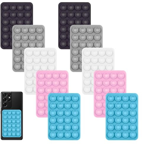 10Pcs Phone Sticky Pad Grip,Silicone Sticky Phone Grip,Suction Handset Holder for Selfies and Videos(5 colors)
