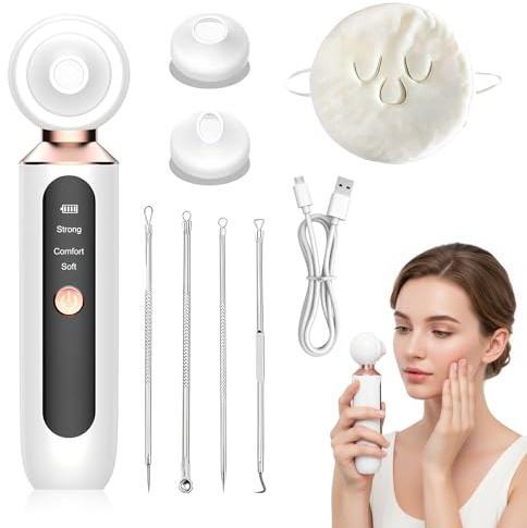 Aspiratore Punti Neri,Estrattore Vacuum Aspira Punti Neri Viso,Elettrico Comedone Per Pulizia Viso E Rimozione Pori, Con 3 Testine E 3 Modalità,Asciugamani Impacchi Caldi
