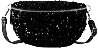 Sfwqoifou Glitzer Tasche Damen Pailletten Silber Elegante Umhängetasche Abendtasche Party Hochzeit Handtasche Bankett mit Reißverschluss Schultertaschen Bag Glitzertasche