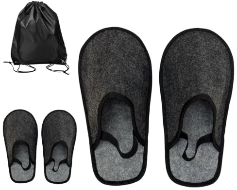 Xlabor Pantofole da museo in feltro con elastico, con custodia, colore grigio scuro, grigio scuro, 2 paia, 47/50 EU