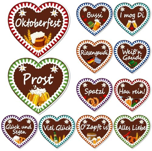 SEPGLITTER 36 Stück Anstecker Set Pin Brosche Deko für Lederhosen Party Dekoration Accessoires