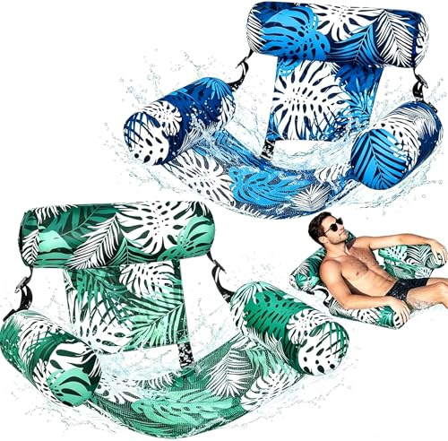 2 Stück Luftmatratze Pool, Aufblasbare Wasser Pool Spielzeug für Erwachsene, Aufblasbare Poolliege, Schwimmsitze, Wasserhängematte, Schwimmhängematte, Wasserspielzeug für Erwachsene und Kinder