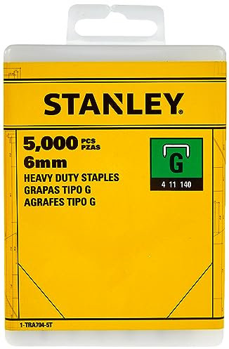 Stanley Klammern Typ G (6 mm, Klammern aus Flachdraht für Elektro- und Handtacker Typ G) 5000 Stück, 1-TRA704-5T