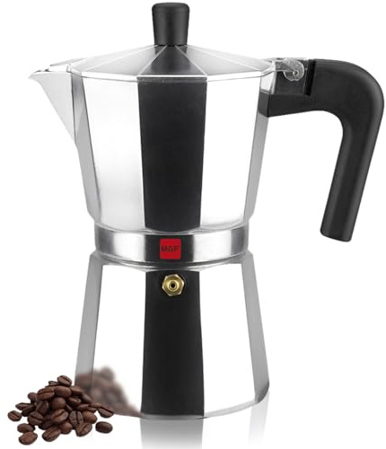 MAGEFESA Kenia - Cafetera Italiana 9 Tazas, Aluminio Esmaltado, Manejo Cómodo, Cocinas de Gas, Vitrocerámica y Eléctricas, NO APTA PARA INDUCCIÓN