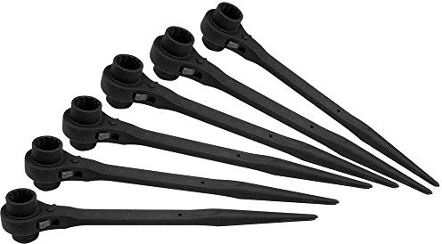 VOREL 6 Stück Ratsche Gerüstbauratsche Gerüstbauknarre Gerüstratsche Gerüst Ratschenschlüssel 17-19mm