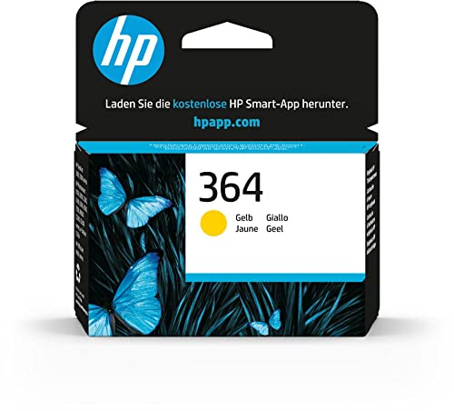 HP 364 Gelb, Original Druckerpatrone | Tinte für Photosmart B210c, B110c, B110e, B8550, 7520, HP DeskJet 3520, 3522, 3524, ~300 Seiten (CB320EE)