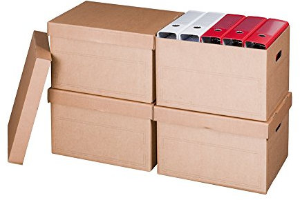 Smartbox Pro Archiv-Multibox mit Automatikboden Ablagebox und Deckel, 10er Pack, braun