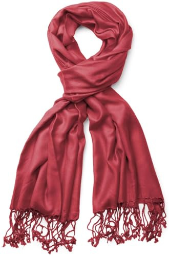 styleBREAKER Sciarpa Donna Unita, Leggera e Morbida con Frange in Vari Colori 01012035, colore:Bordò-Rosso