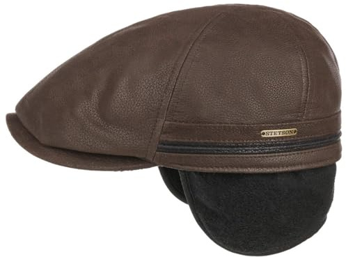 Stetson Redding Earflap Flatcap Ledercap mit Fleecefutter Herren Herbst Winter