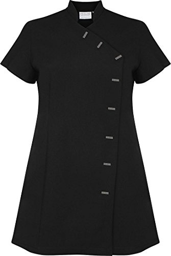 Proluxe Essentials Cross Body Beauty Tunic Hairdressing Spa Massage Therapist Health Work Nail Salon Uniform (Black, 28)