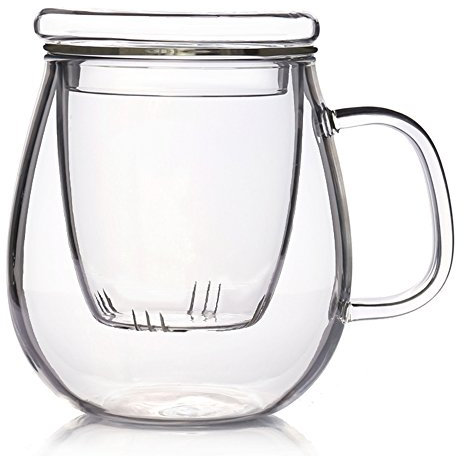 TAMUME 500ml Tazza da Tè in Vetro da con Filtro di Vetro e Coperchio Tè in Vetro per Un Set