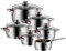 WMF Quality One Topfset Induktion 6-teilig, Kochtopf Set mit Glasdeckel, Cromargan Edelstahl poliert, Induktions Töpfe Set unbeschichtet, Dampföffnung