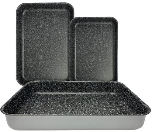 NAMAI -Set 3 Teglie Forno Antiaderente- Lasagnera-Antiaderente -Adatta Per la Lavastoviglie- Alluminio (SET TRIS 35CM 25CM 20CM)