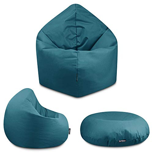 BuBiBag - 2in1 Sitzsack Bodenkissen - Outdoor Sitzsäcke Indoor Beanbag in 32 Farben und 3 Größen - Sitzkissen für Kinder und Erwachsene (145 cm Durchmesser, Petrol)