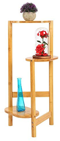 Ejoyous Pflanzenständer, 3 Ebenen Pflanzentreppe, Holz-Blumenständer für Balkon, Innenwohnzimmer