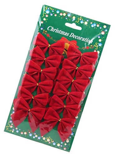 EXCEART 1 Set 12 Stück Samtschleifen Dekoration Weihnachten Samtschleifen Weihnachtsbogen Ornamente für DIY Party Kostüm Dekoration Xmax Baum Hängende Ornamente (Rot)
