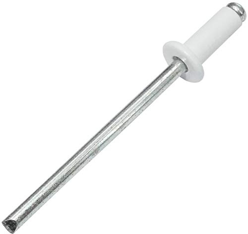 AERZETIX - C48083 - Satz von 50 Blindnieten standard blindniet Ø4x10mm - farbe reinweiß RAL 9010 - DIN 7337 - popnieten - nieten mit bruchfest stange - aus stahl aluminium