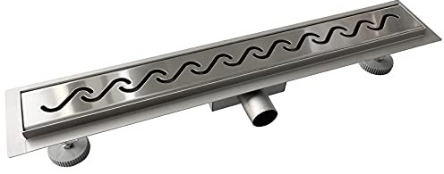 AICAIT Canaletta Scarico Doccia Canalina Scarico Doccia a Pavimento typo Wave in Acciaio Inossidabile per Box Doccia Bagno Piscina Drenaggio 80 cm