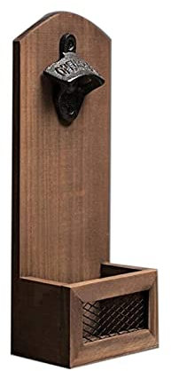 HNGM Abrebotellas de Pared Botella de Cerveza de Pared abrelatas Retro Color Cerveza Sacacorchos de Madera Sacacorchos de Madera Montado en la Pared Empebre de Hierro Fundido (Color : Brown)