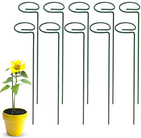 10 Stück Pflanzenstütze Klein Staudenhalter Strauchstütze Stahl Garden Single Stem Stützring Orchideenstab Kunststoff für Pflanzen, Blume, Rose, Tomaten, Lilie, Pfingstrose (40cm)
