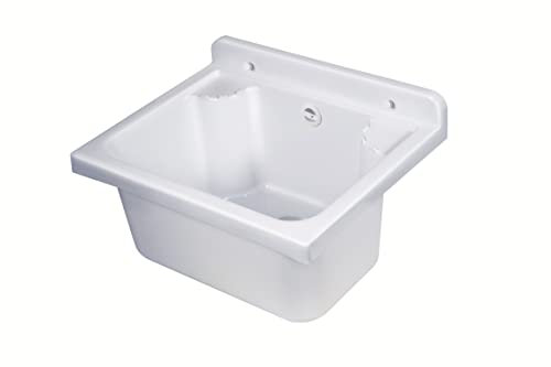Negrari Lavandino Pilozzo a Muro in Resina PP, Resistente agli acidi di uso comune, Resistente all'umidità, Kit di scarico e di fissaggio inclusi, Interno e Esterno, L42 x P34 x H21 cm, Bianco