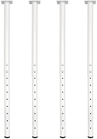 QLLY Set di 4 gambe da tavolo regolabili in metallo, da 60 a 100 cm, per home office, fai da te (bianco)