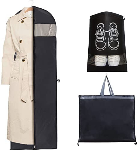 Kleidersack Lang 180 cm x 60 cm+Schuhbeutel,wasser staubdichter kleidersäcke,mit Reißverschluss Kleidersäcke Anzug,faltbarer tragbarer Kleidersack taschen für brautkleider Abendkleider Lange Mäntel