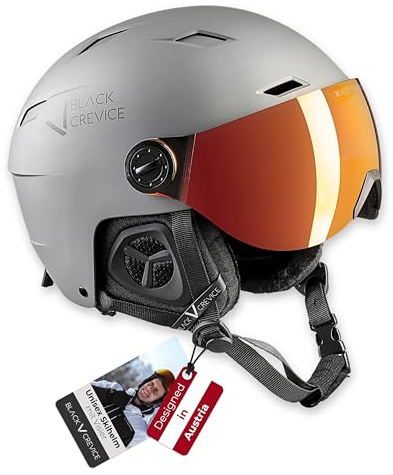 BLACK CREVICE Skihelm Kirchberg mit Visier und Lüftungsöffnungen - Atmungsaktiver Helm für Herren & Damen