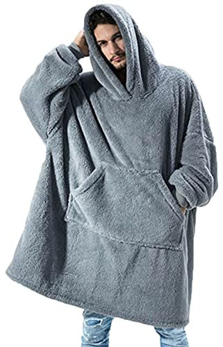 AUTUCAU Oversized Sherpa Hoodies,Cozy Soft Warm Wearable Blanket with Giant Pocket, One Size for Men Women Adult Teens