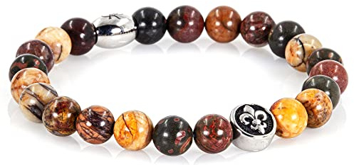 Bracciale Diaspro Bracciale Perla Bracciale Picasso Giglio Fiorentino Argento 8mm Acciaio Inossidabile