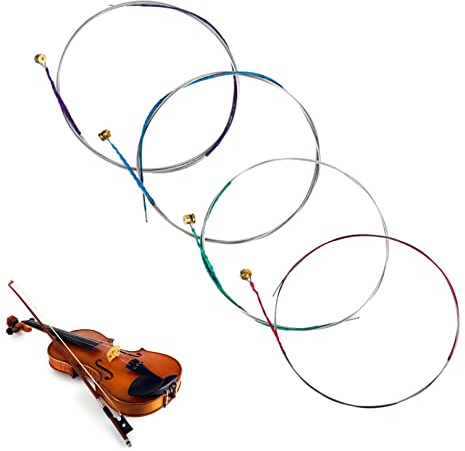 4PCS Violin Strings,4/4or3/4 String Universal Full Set,String Instrument Accessories,Replacement G,D,A,E Strings,Classic Silver Strings Steel Core with Nickel Plated Ball Head for Violin Instrument
