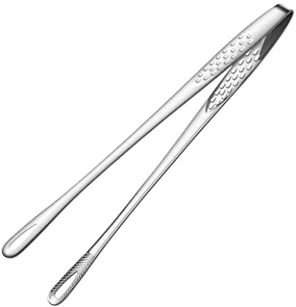 Barbecue Tongs Barbecue Long Grill Tweezers Stainless Steel Cooking Tongs Silver BBQ Accessories 24cm