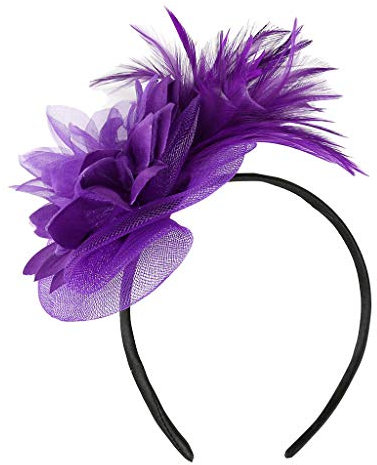 MILAX Fascinator Hut Damen Women's Elegant Summer Fascinator Bridal Hat Wedding Hat with Clip Headband with Hat Fascinator Hat Elegant Feather Net Mesh Derby Tea Party Hats