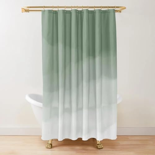 Salbeigrüner Ombre-Duschvorhang, Badezimmerstoff, Polyester, wasserdicht, Moderne Duschvorhänge, Baddekoration mit 12 Haken, 120 x 175 cm (47,24 x 68,9 Zoll)